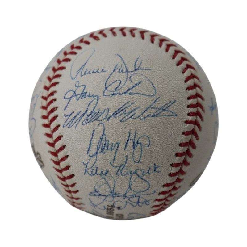 Carter Strawberry Hernandez 1986 New York Mets Team Signed 1986 WS Logo Baseball Steiner/MLB Holo