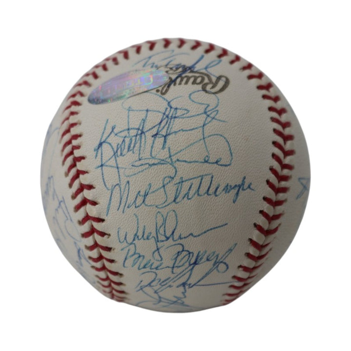 Carter Strawberry Hernandez 1986 New York Mets Team Signed 1986 WS Logo Baseball Steiner/MLB Holo