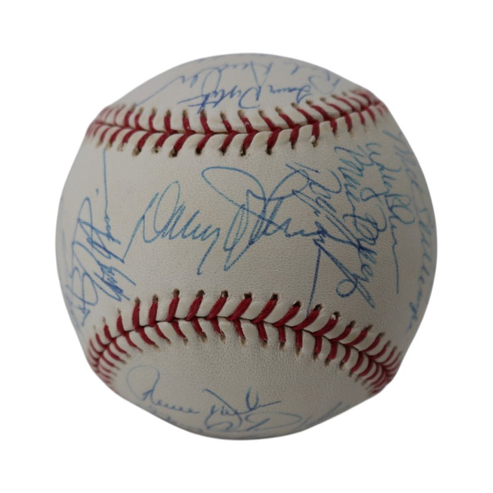 Carter Strawberry Hernandez 1986 New York Mets Team Signed 1986 WS Logo Baseball Steiner/MLB Holo