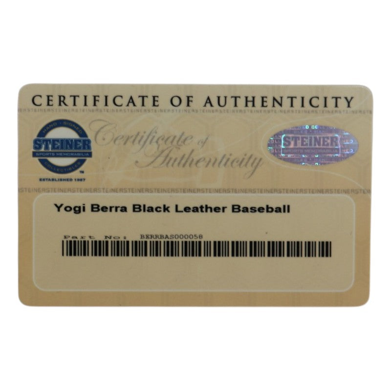 Yogi Berra NY Yankees Autographed Black Leather OMLB Baseball MLB Steiner COA
