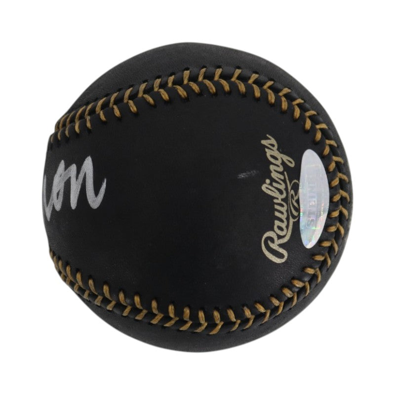 Hank Aaron Atlanta Braves Autographed Black Leather OMLB Baseball Steiner COA