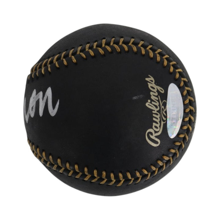 Hank Aaron Atlanta Braves Autographed Black Leather OMLB Baseball Steiner COA