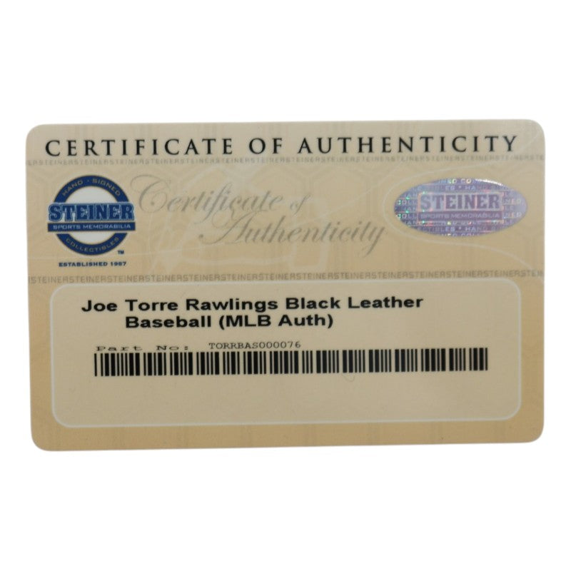 Joe Torre New York Yankees Signed Black Leather OMLB Baseball MLB Steiner COA