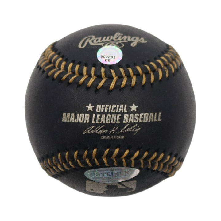 Derek Jeter New York Yankees Signed Black Leather OMLB Baseball MLB Steiner COA