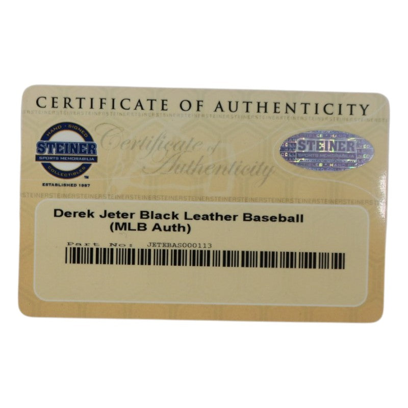 Derek Jeter New York Yankees Signed Black Leather OMLB Baseball MLB Steiner COA