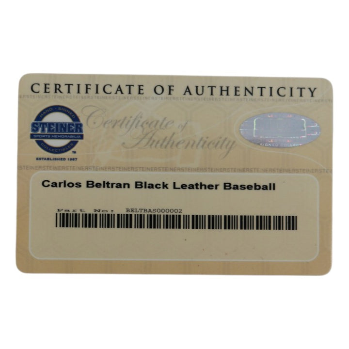 Carlos Beltran New York Mets Autographed Black Leather OMLB Baseball Steiner COA