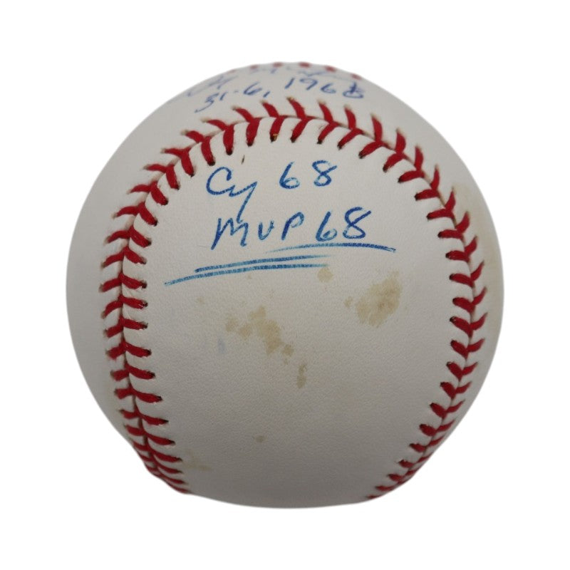 Denny McLain Detroit Tigers Autographed Inscribed Rawlings OMLB Baseball JSA COA
