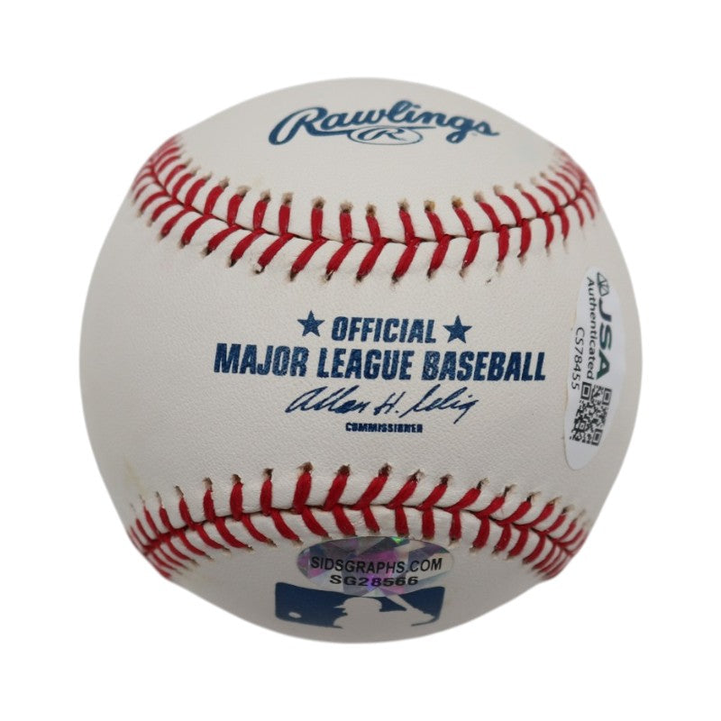 Denny McLain Detroit Tigers Autographed Inscribed Rawlings OMLB Baseball JSA COA
