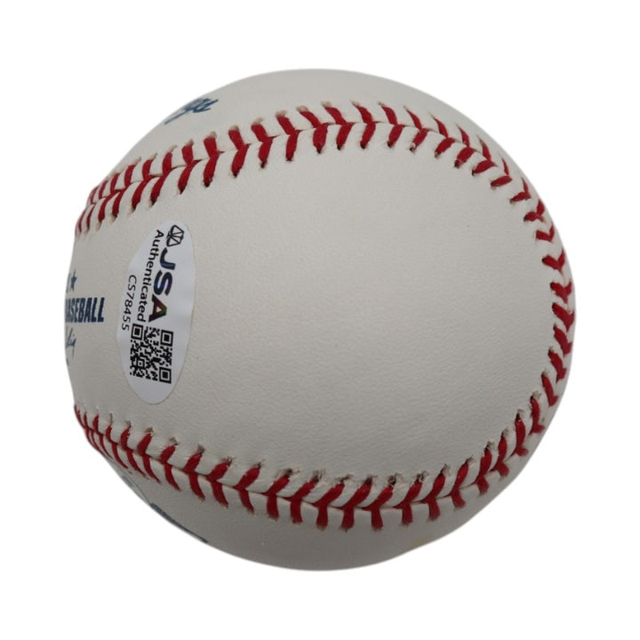 Denny McLain Detroit Tigers Autographed Inscribed Rawlings OMLB Baseball JSA COA