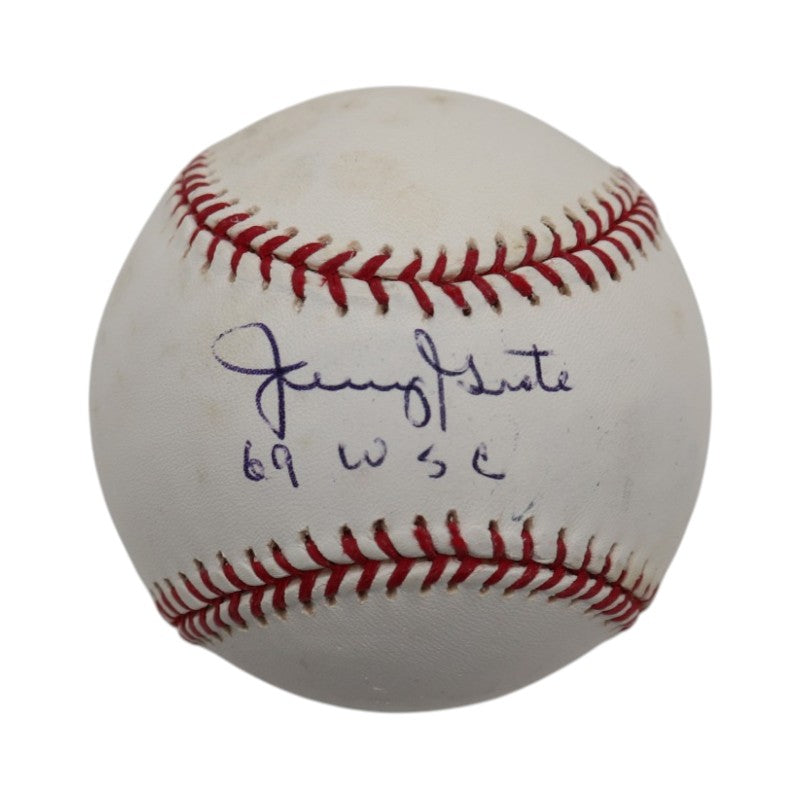 Jerry Grote New York Mets Autographed OMLB Baseball JSA COA