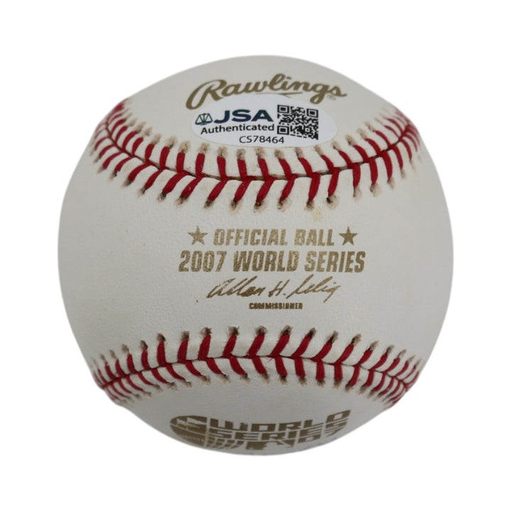 Mike Lowell Boston Red Sox Autographed Inscribed 2007 WS Baseball JSA COA