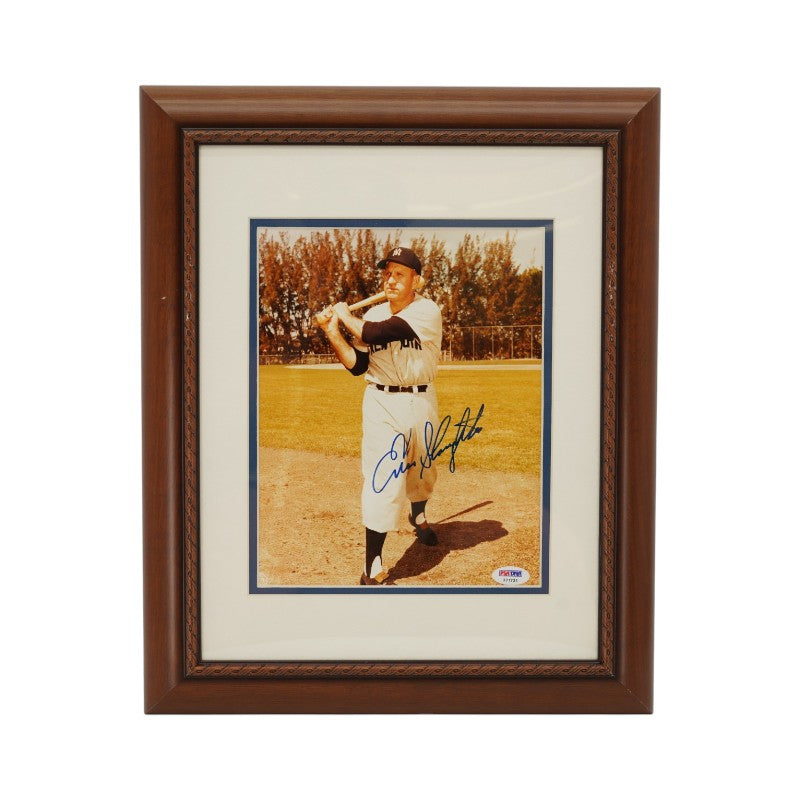 Enos Slaughter New York Yankees Autographed Framed 8x10 Photo PSA COA