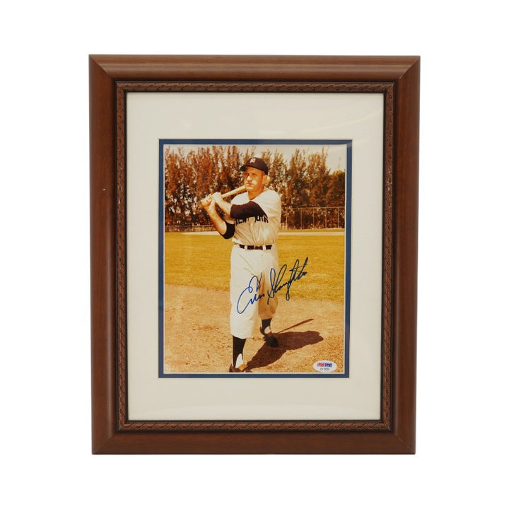 Enos Slaughter New York Yankees Autographed Framed 8x10 Photo PSA COA