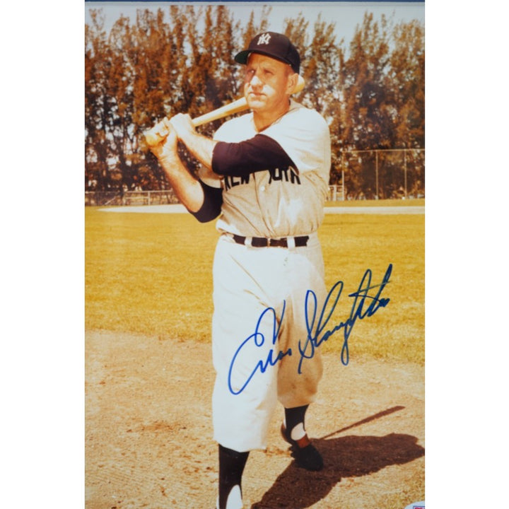 Enos Slaughter New York Yankees Autographed Framed 8x10 Photo PSA COA