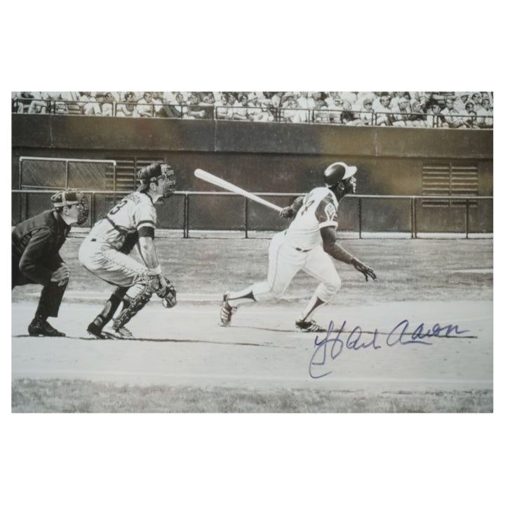 Hank Aaron Atlanta Braves Autographed Framed 8x10 Photo PSA COA