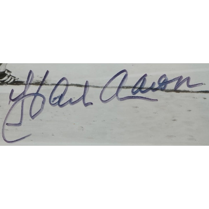 Hank Aaron Atlanta Braves Autographed Framed 8x10 Photo PSA COA