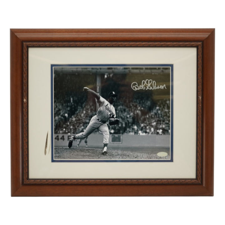Bob Gibson St Louis Cardinals Autographed Framed 8x10 Photo Steiner COA
