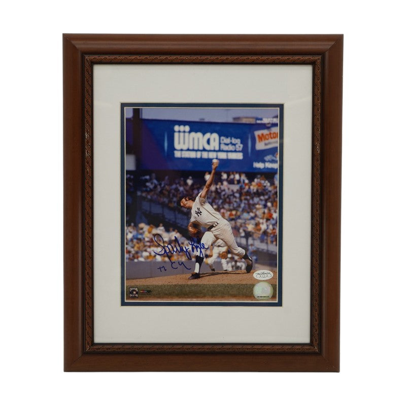 Sparky Lyle New York Yankees Autographed Inscribed Framed 8x10 Photo JSA Holo