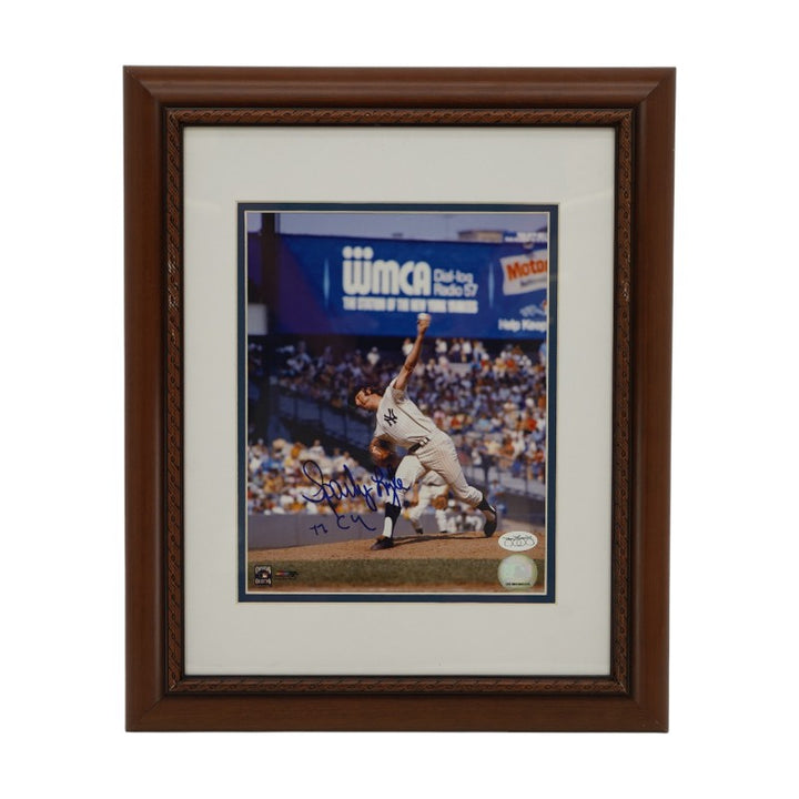 Sparky Lyle New York Yankees Autographed Inscribed Framed 8x10 Photo JSA Holo