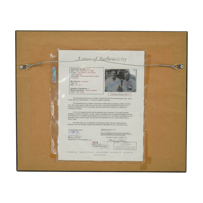 Ted Williams Stan Musial Autographed Framed 8x10 Photo JSA LOA
