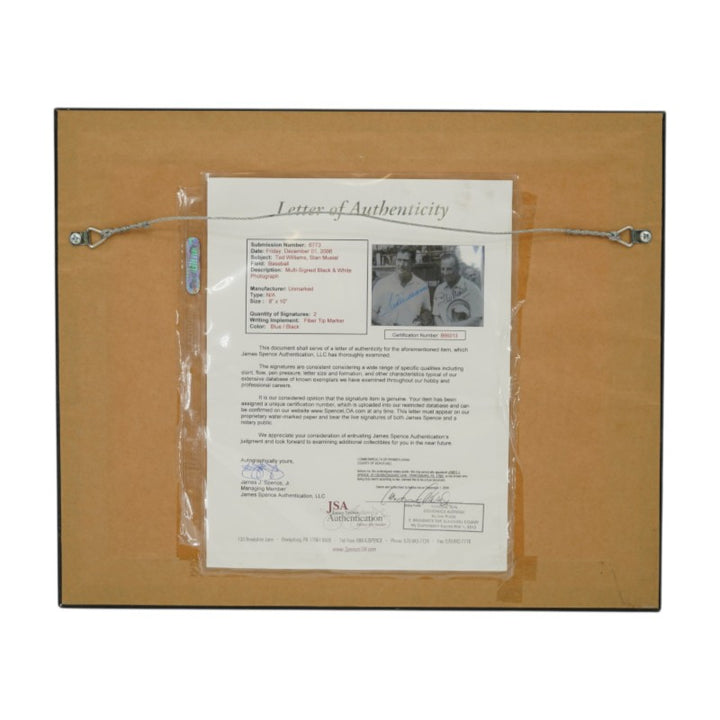 Ted Williams Stan Musial Autographed Framed 8x10 Photo JSA LOA