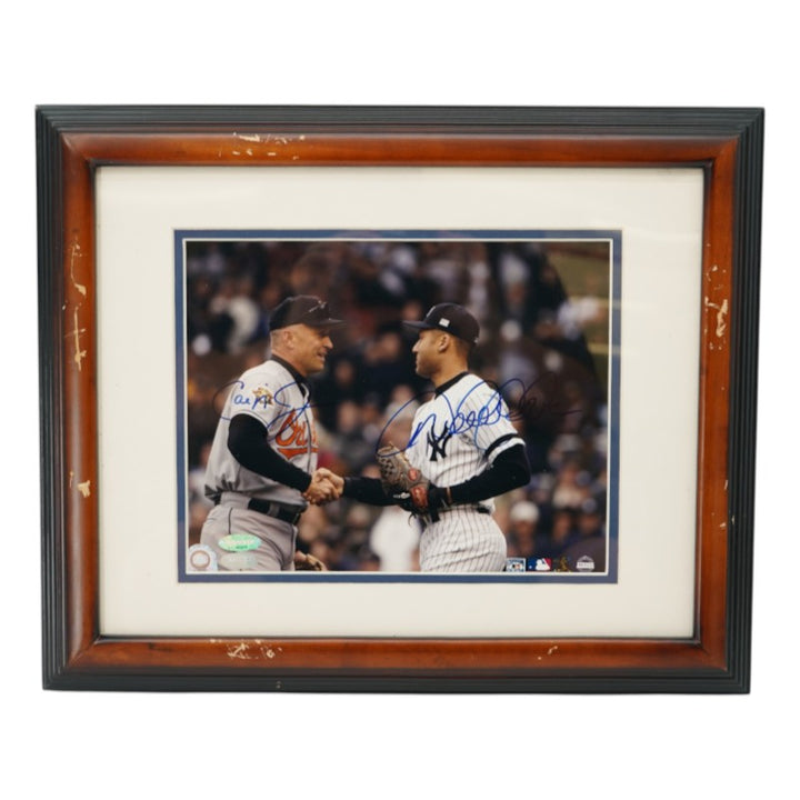 Cal Ripken Jr Derek Jeter Yankees Orioles Dual Signed Framed 8x10 Photo Steiner COA