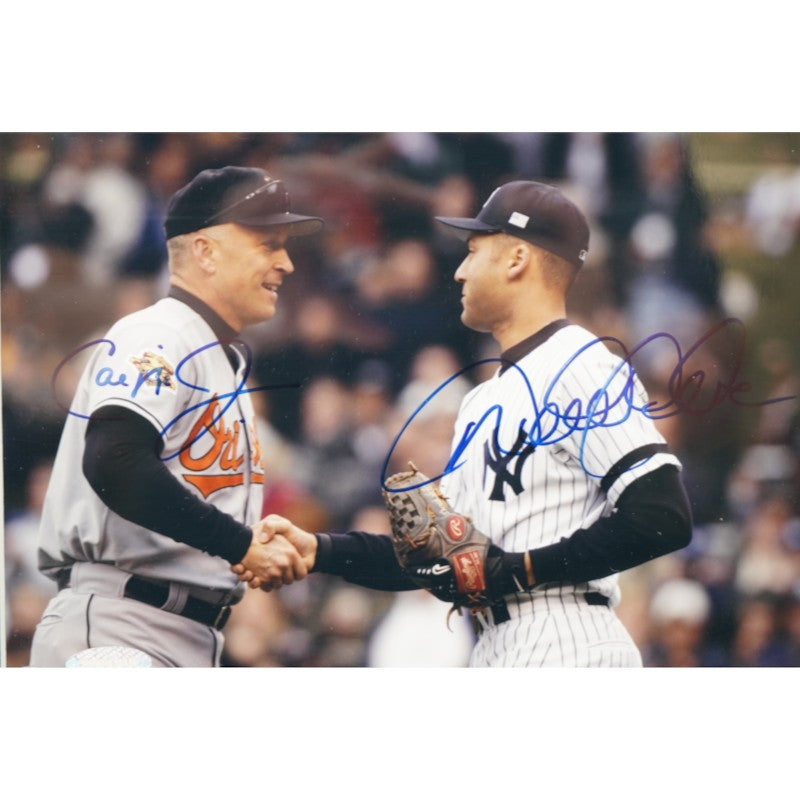 Cal Ripken Jr Derek Jeter Yankees Orioles Dual Signed Framed 8x10 Photo Steiner COA