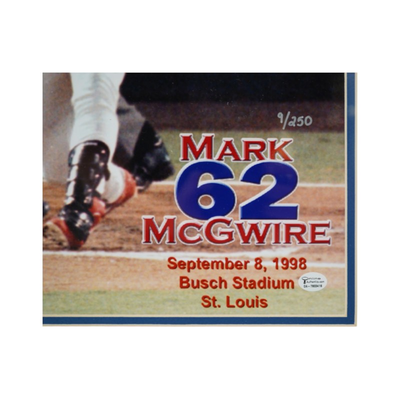 Mark McGwire St. Louis Cardinals 62nd HR Autographed Framed 16x20 Photo LE 9/250 Steiner Holo