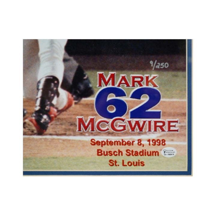 Mark McGwire St. Louis Cardinals 62nd HR Autographed Framed 16x20 Photo LE 9/250 Steiner Holo