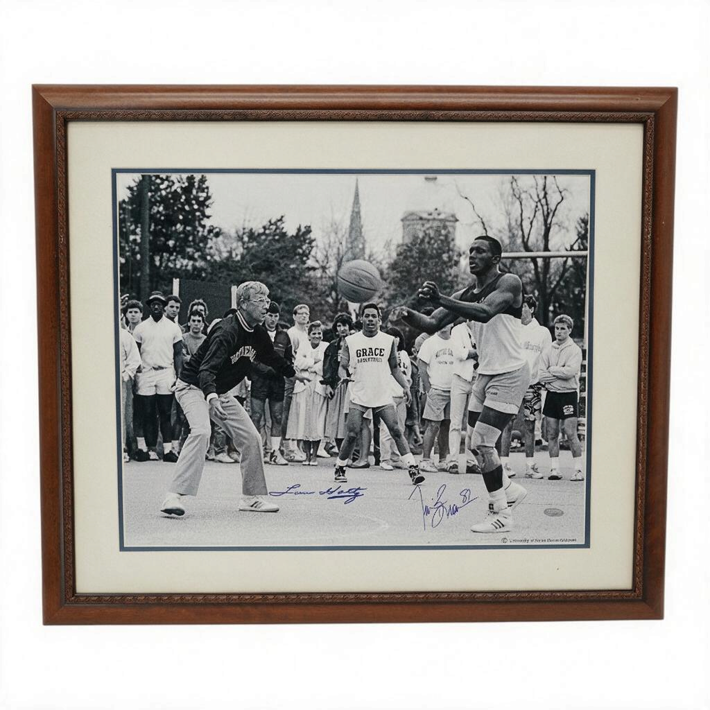 Tim Brown Lou Holtz Notre Dame Autographed Framed 16x20 Photo Steiner LOA