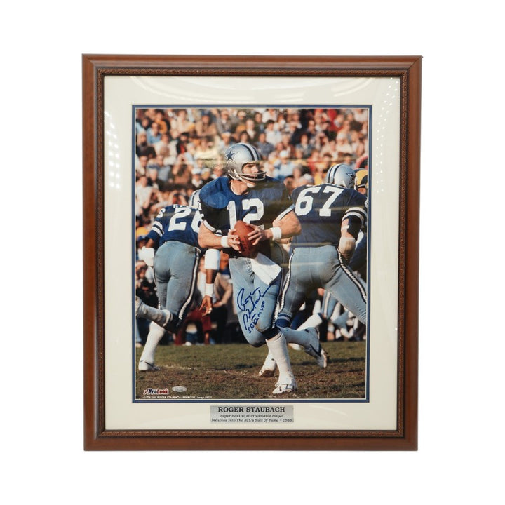 Roger Staubach Dallas Cowboys Autographed Inscribed Framed 16x20 Photo Tri Star Holo/Stacks of Plaques COA