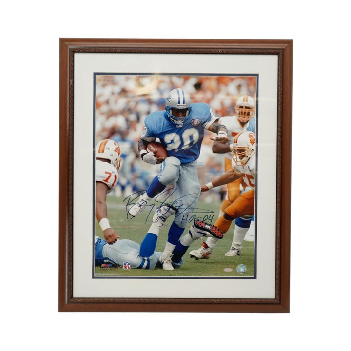 Barry Sanders Detriot Lions Autographed Inscribed Framed 16x20 Photo Steiner COA