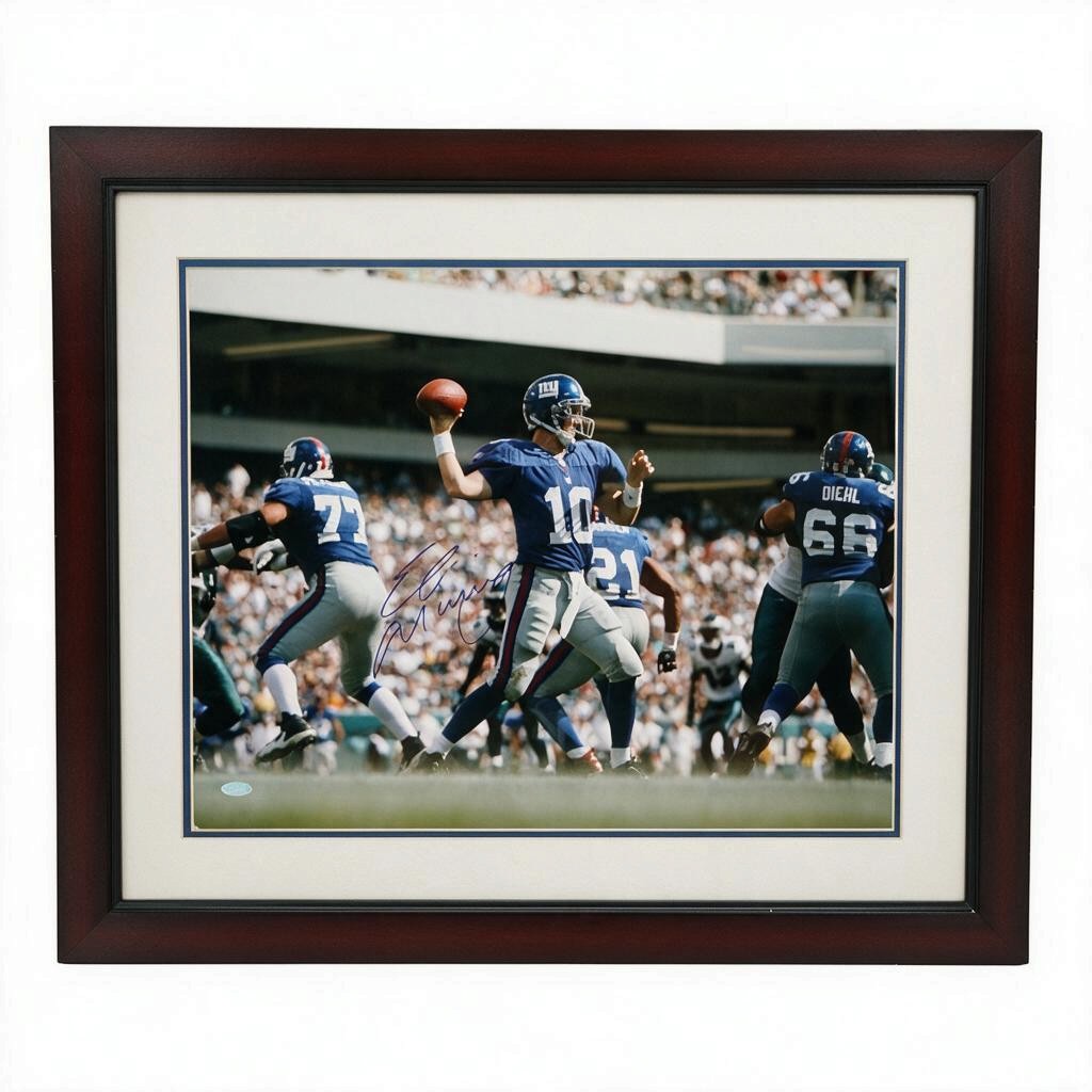 Eli Manning New York Giants Autographed Framed 16x20 Photo Steiner Holo