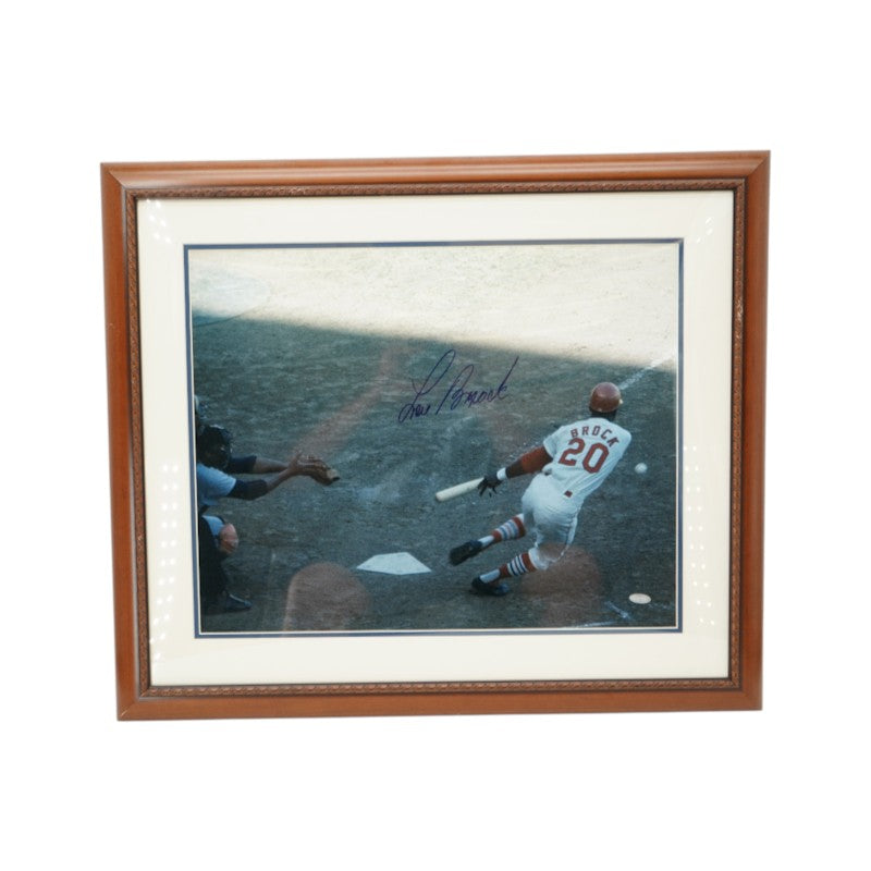 Lou Brock St Louis Cardinals Autographed Framed 16x20 Photo Steiner COA