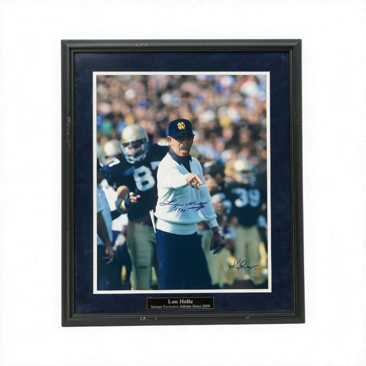Lou Holtz Ken Regan Notre Dame Autographed 16x20 Framed Photo Steiner COA