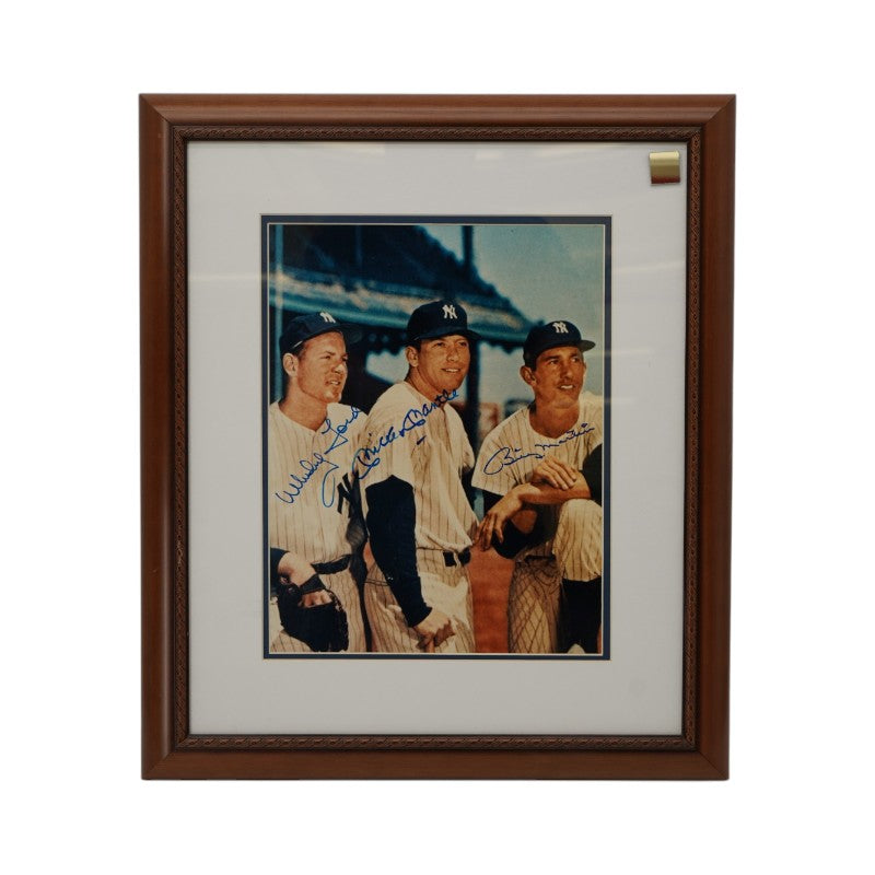 Mantle Martin Ford New York Yankees Autographed Framed 11x14 Photo JSA LOA