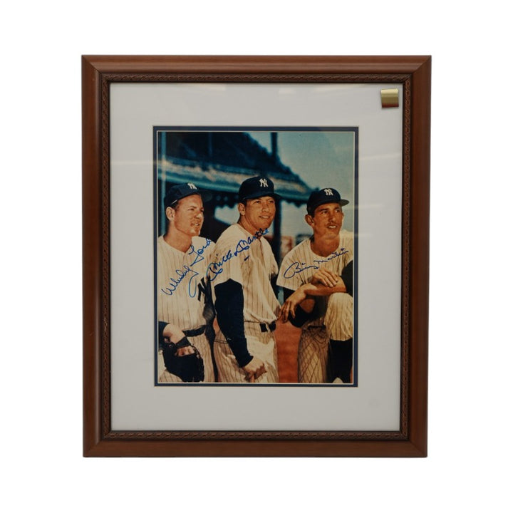 Mantle Martin Ford New York Yankees Autographed Framed 11x14 Photo JSA LOA