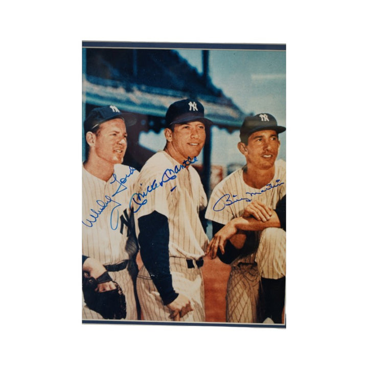 Mantle Martin Ford New York Yankees Autographed Framed 11x14 Photo JSA LOA