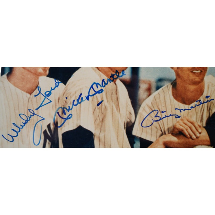 Mantle Martin Ford New York Yankees Autographed Framed 11x14 Photo JSA LOA