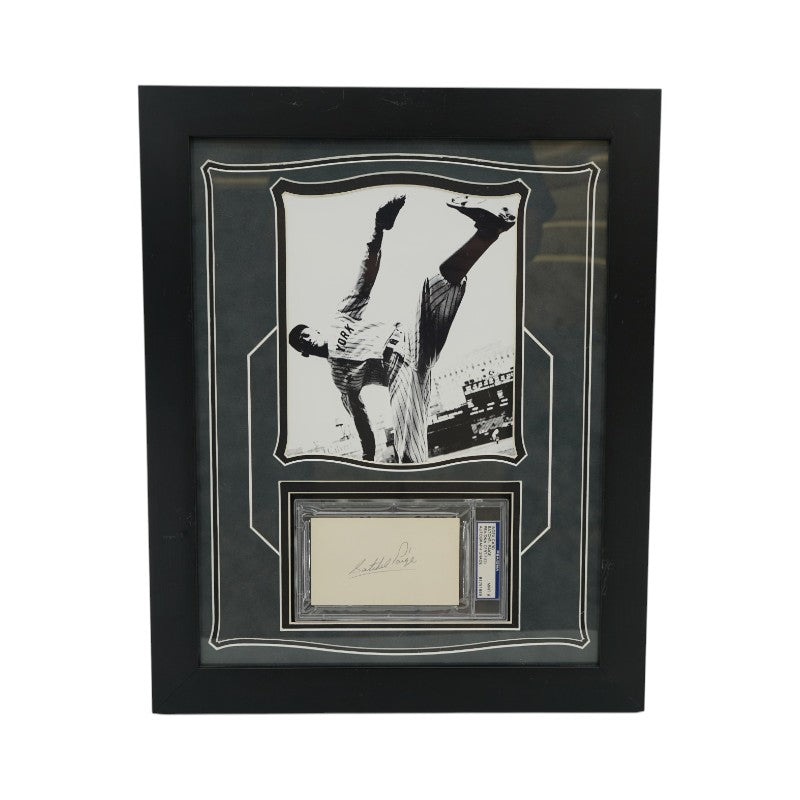 Satchel Paige Autographed Cut & 8x10 Photo Collage PSA 9