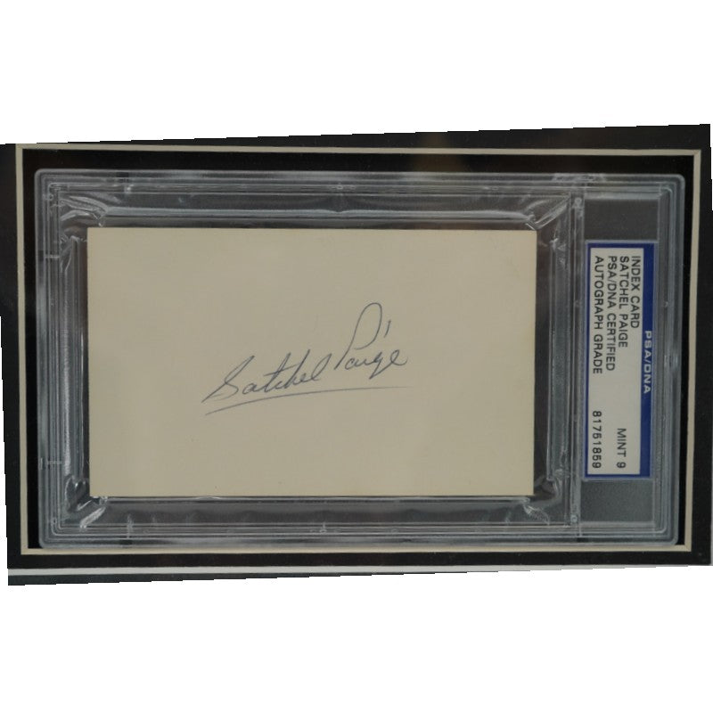 Satchel Paige Autographed Cut & 8x10 Photo Collage PSA 9