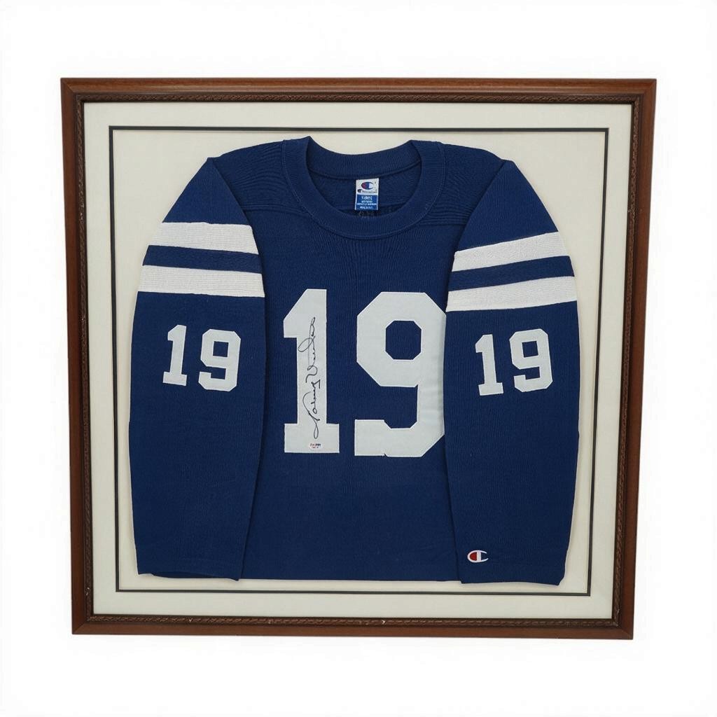 Johnny Unitas Baltimore Colts Autographed Framed 28x28 Jersey PSA LOA