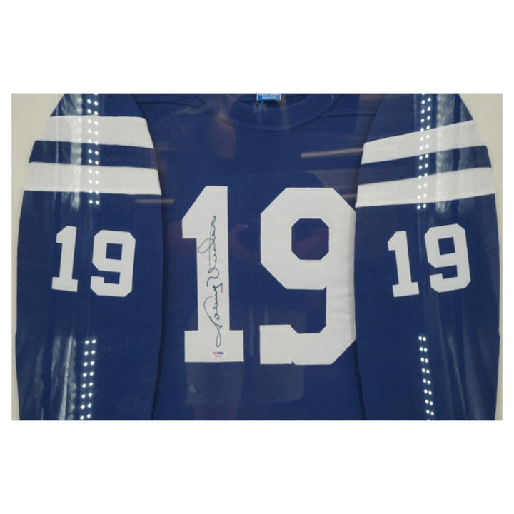Johnny Unitas Baltimore Colts Autographed Framed 28x28 Jersey PSA LOA