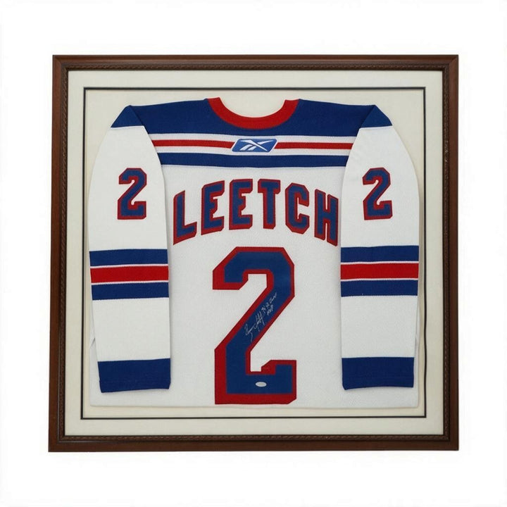 Brian Leetch New York Rangers Autographed Inscribed Framed 28x28 Jersey Steiner COA