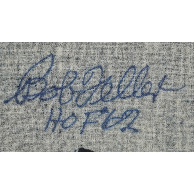 Bob Feller Cleveland Indians Autographed Inscribed Framed 28x28 Mitchell & Ness Jersey Steiner Holo