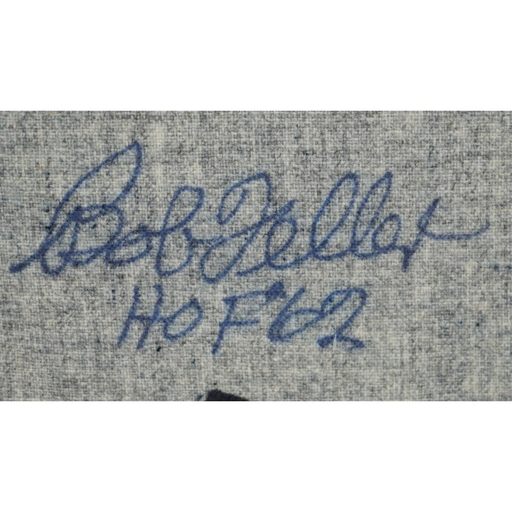 Bob Feller Cleveland Indians Autographed Inscribed Framed 28x28 Mitchell & Ness Jersey Steiner Holo
