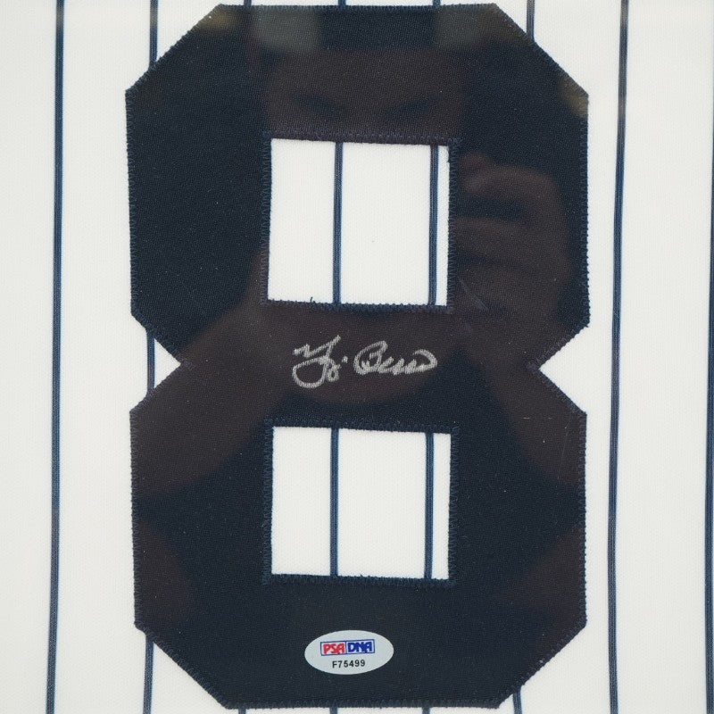 Yogi Berra New York Yankees Autographed Framed Jersey PSA Holo