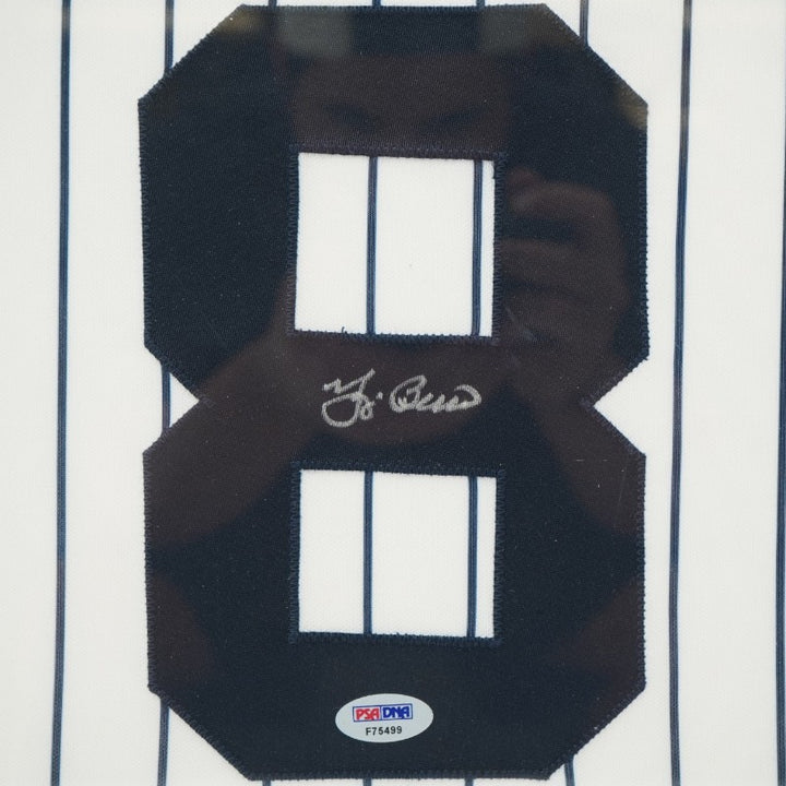 Yogi Berra New York Yankees Autographed Framed Jersey PSA Holo