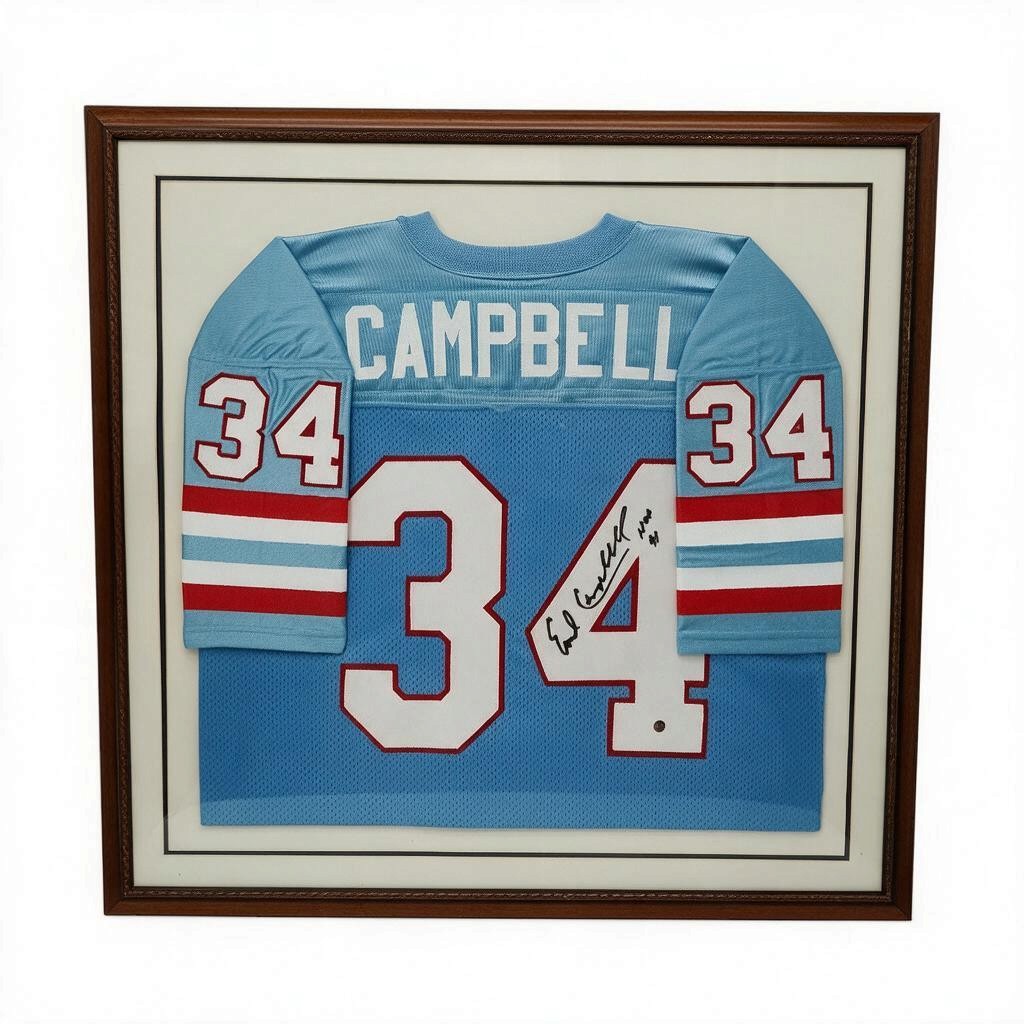 Earl Campbell Houston Oilers Autographed Inscribed Framed 28x28 Jersey GTSM Holo