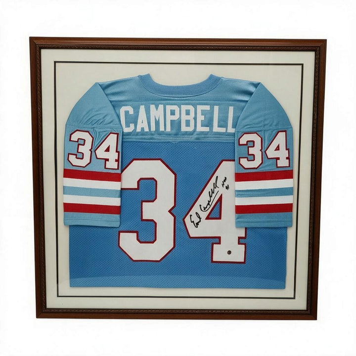 Earl Campbell Houston Oilers Autographed Inscribed Framed 28x28 Jersey GTSM Holo